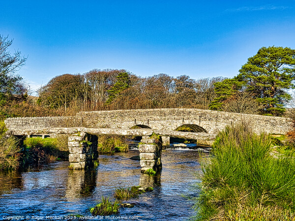 The two bridges of Postbridge Dartmoor Picture Board by Roger Mechan