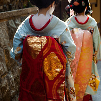 Buy canvas prints of Details of geisha girl costume in the back by Adelaide Lin