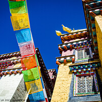 Buy canvas prints of Colorful Tibetan monastery with prayer flags  by Adelaide Lin