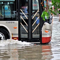 Buy canvas prints of Bus in flooded city  by Stan Lihai
