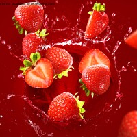 Buy canvas prints of Strawberry falling into the lot of juice by Stan Lihai