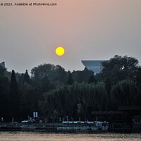 Buy canvas prints of Sun disc over the park in Beijing by Stan Lihai