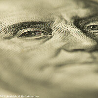 Buy canvas prints of Benjamin Franklin's eyes on the 100 dollar bill by Stan Lihai