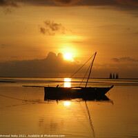 Buy canvas prints of Fishing boat at sunrise by Mehmood Neky
