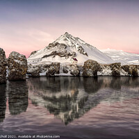 Buy canvas prints of Pink sunrise Iceland snowy mountain by Giles Rocholl