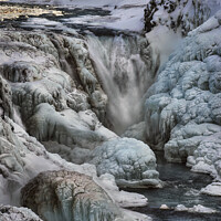 Buy canvas prints of Snowy waterfalls Gullfoss Iceland by Giles Rocholl