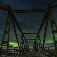 Buy canvas prints of Northern lights bridge Iceland by Giles Rocholl