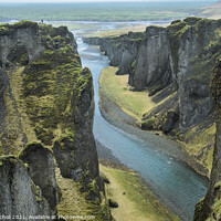 Buy canvas prints of Fjaðrárgljúfur deep valley Iceland by Giles Rocholl