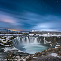 Buy canvas prints of Night Godafoss waterfall Iceland by Giles Rocholl