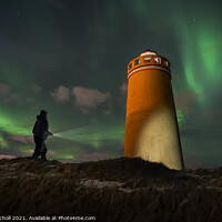 Buy canvas prints of Exploring night time Iceland light house by Giles Rocholl