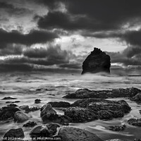 Buy canvas prints of Sea stack and storm Iceland by Giles Rocholl