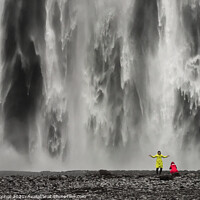 Buy canvas prints of Skogafoss waterfall and tourists Iceland by Giles Rocholl