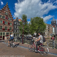 Buy canvas prints of Amsterdam cyclists Netherlands by Giles Rocholl