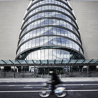 Buy canvas prints of Cyclist Convention centre Dublin Ireland by Giles Rocholl