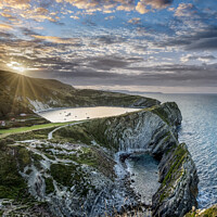 Buy canvas prints of Lulworth Cove sunrise Dorset by Giles Rocholl