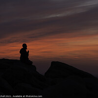 Buy canvas prints of Praying monk sunrise by Giles Rocholl