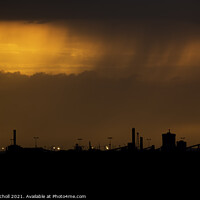 Buy canvas prints of Industrial sunset silhouette by Giles Rocholl