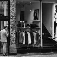 Buy canvas prints of Street shop and suits Leeds by Giles Rocholl