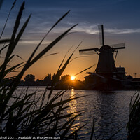 Buy canvas prints of Zaanse Schans windmill Holland by Giles Rocholl