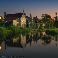 Buy canvas prints of Zaanse Schans windmills Holland by Giles Rocholl