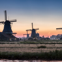 Buy canvas prints of Zaanse Schans windmills Netherlands by Giles Rocholl