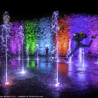 Buy canvas prints of Illuminated fountains night by Giles Rocholl