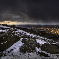 Buy canvas prints of Snow night Otley Chevin Yorkshire by Giles Rocholl