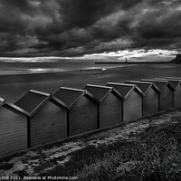 Buy canvas prints of Whitby beach huts Yorkshire by Giles Rocholl
