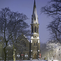 Buy canvas prints of Church snow Harrogate by Giles Rocholl