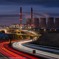 Buy canvas prints of A1 Yorkshire car light trails by Giles Rocholl