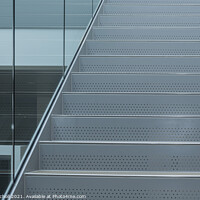 Buy canvas prints of Glass and metal stairway abstract art by Giles Rocholl