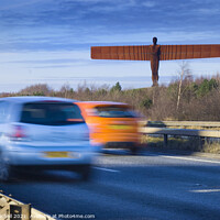 Buy canvas prints of Angel of the North and traffic by Giles Rocholl