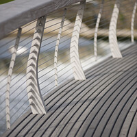 Buy canvas prints of Abstract modern foot bridge by Giles Rocholl