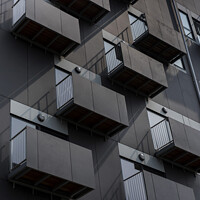 Buy canvas prints of Abstract modern flats apartments by Giles Rocholl