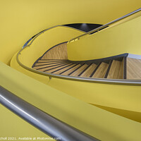 Buy canvas prints of Yellow spiral staircase abstract by Giles Rocholl