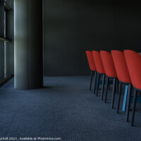 Buy canvas prints of Art office red chairs interior by Giles Rocholl
