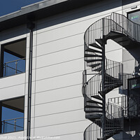Buy canvas prints of Abstract spiral stairs silver by Giles Rocholl