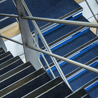 Buy canvas prints of Abstract modern architectural interior stairs by Giles Rocholl