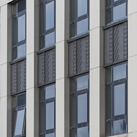 Buy canvas prints of Building windows abstract by Giles Rocholl