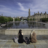 Buy canvas prints of Bradford Mirror Pool and Town Hall by Giles Rocholl