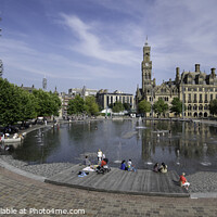 Buy canvas prints of Bradford Town hall and Mirror Pool  by Giles Rocholl
