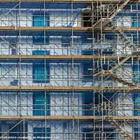 Buy canvas prints of Abstract construction scaffolding by Giles Rocholl