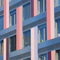 Buy canvas prints of Abstract red modern pattern building by Giles Rocholl