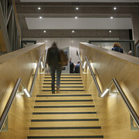 Buy canvas prints of Stairs Interior building Manchester school of art by Giles Rocholl