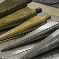 Buy canvas prints of Old tools organ pipe shapers by Giles Rocholl