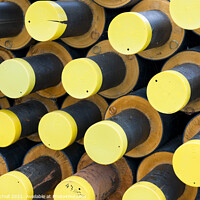 Buy canvas prints of Abstract yellow pipes by Giles Rocholl