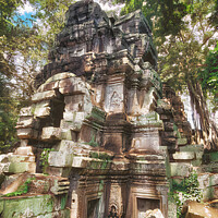 Buy canvas prints of Ancient ruins at the Bayon Temple, Angkor Wat by Arnaud Jacobs