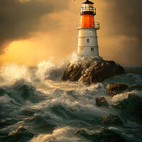 Buy canvas prints of Lighthouse in a Summer Storm by Bob Kent