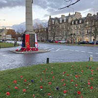 Buy canvas prints of Remembrance Sunday poppies and wreaths - Grantown on Spey  by Phil Banks