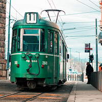Buy canvas prints of Swiss tram in Belgrade Serbia by Mihajlo Madzarevic
